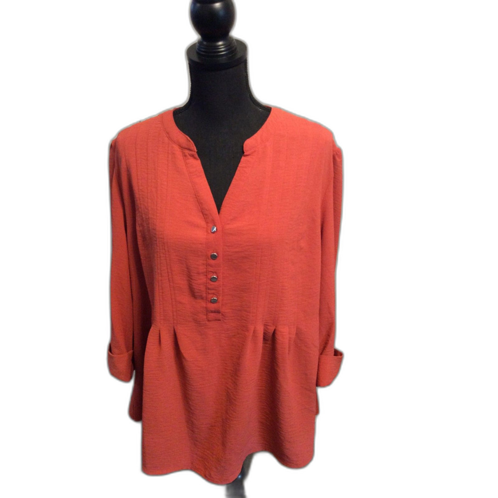 EUC Plus size 2X Cocomo Woman Dark Orange Pullover Tunic Blouse